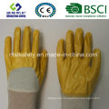 Half Dipped Nitrile Gloves Yellow Color Industrial Work Glove